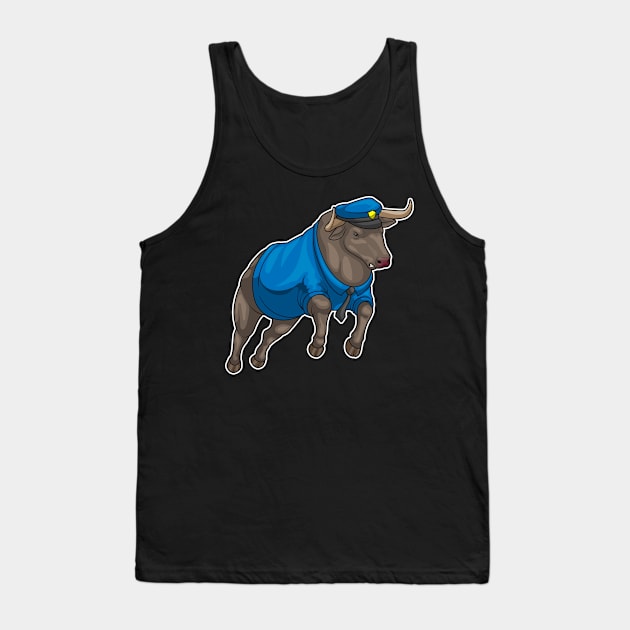 Bull Police Cop Police hat Tank Top by Markus Schnabel